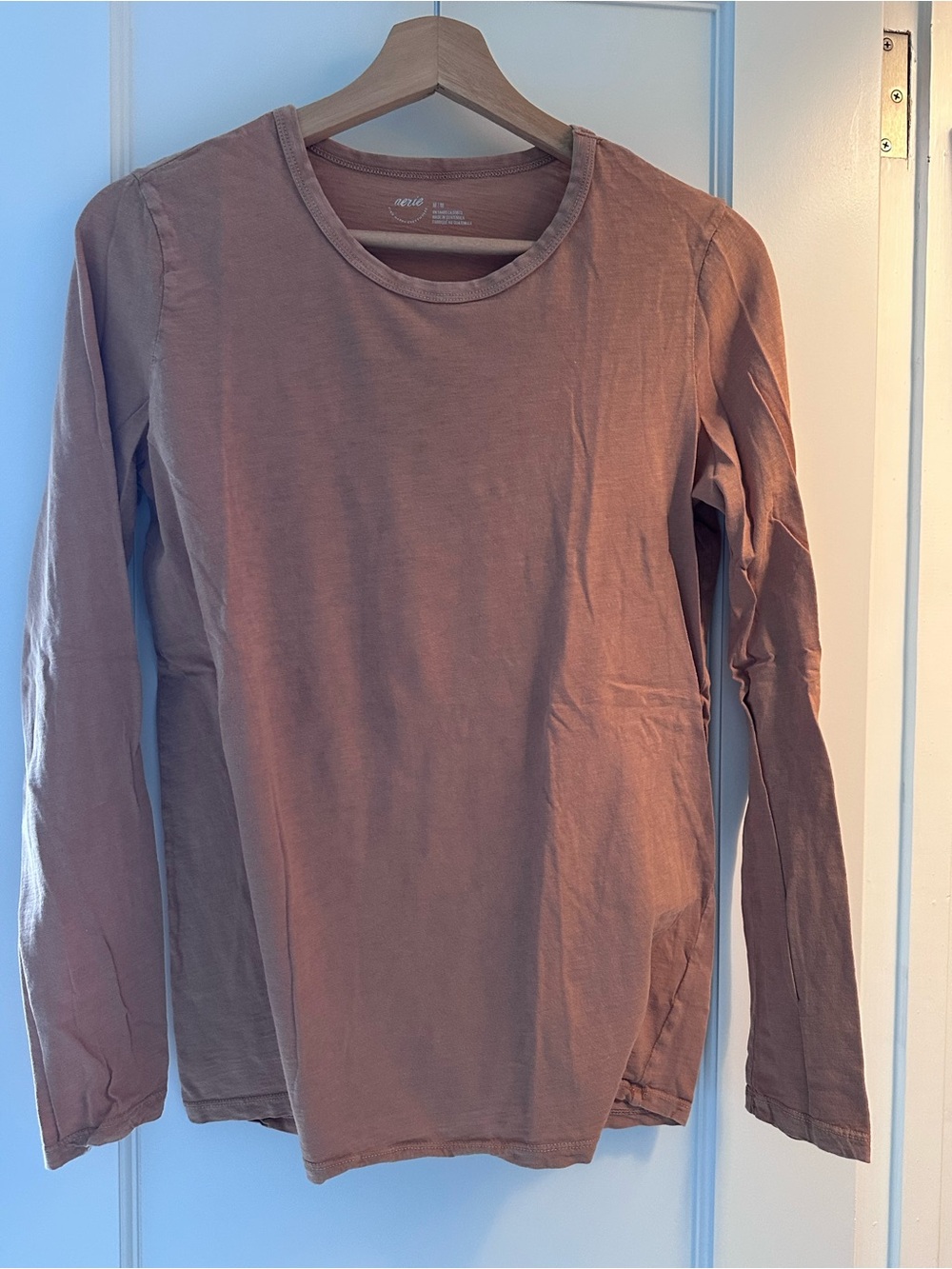 Women’s Long-Sleeve Crewneck Shirt - Rust color. Soft!